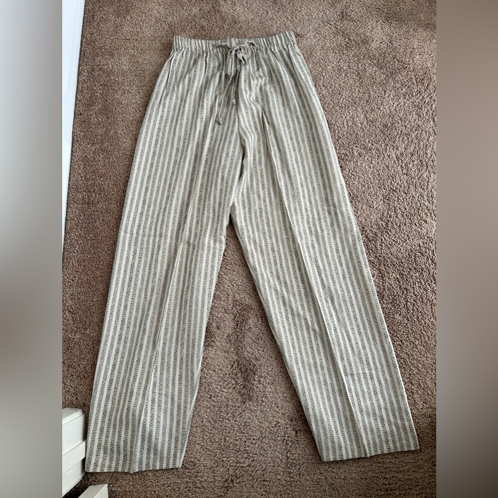 Vintage Blue Women's Loose Striped Pants Made In USA Size M